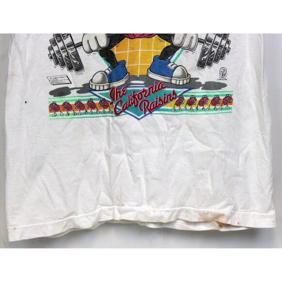 Vtg 80s California Raisins Grapevine Gym Shirt sz L White Crew Neck Short Sleeve - Picture 5 of 12
